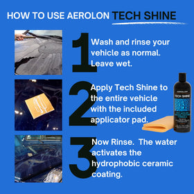 Rinsing coated panel with water beading shown for hydrophobic benefit