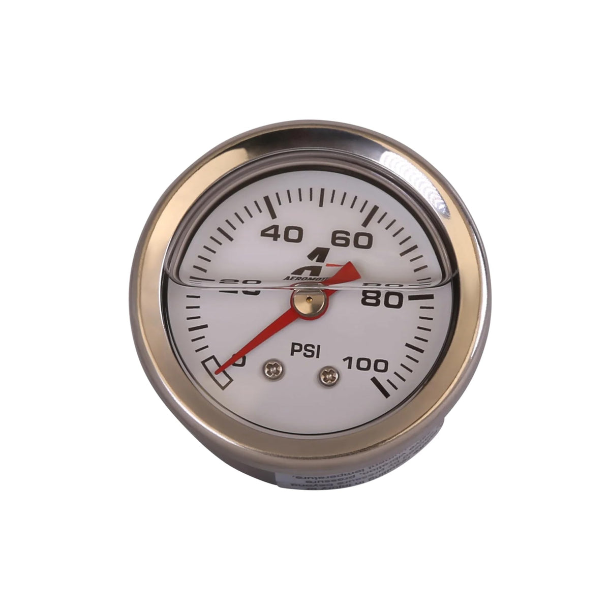 Aeromotive gauge front dial showing clear 1.5 inch face for easy readings