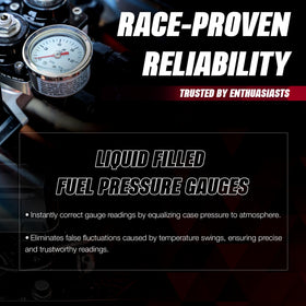Aeromotive gauge 1/8" NPT male thread detail for secure regulator connection