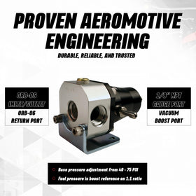 Aeromotive detail of 1/8" NPT gauge port for precise pressure monitoring benefit