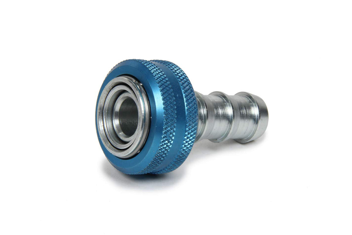 Aeroquip quick-drain front view showing compact fitting and clean connection benefit