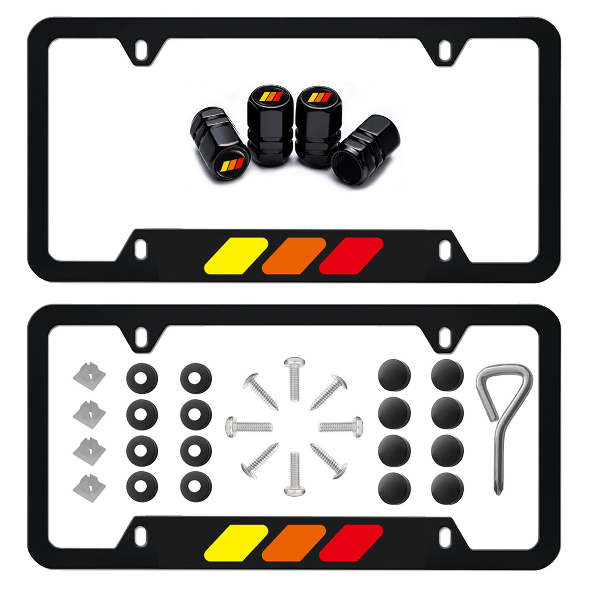 aesdloy front view of aluminum license plate frame shows neat styling and fit