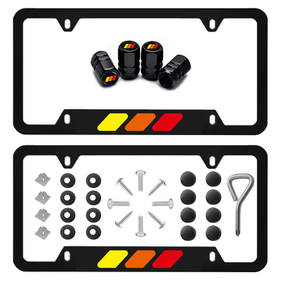 aesdloy front view of aluminum license plate frame shows neat styling and fit