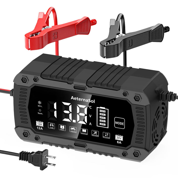 AeternaSol charger front view showing compact case and ports for reliable charging