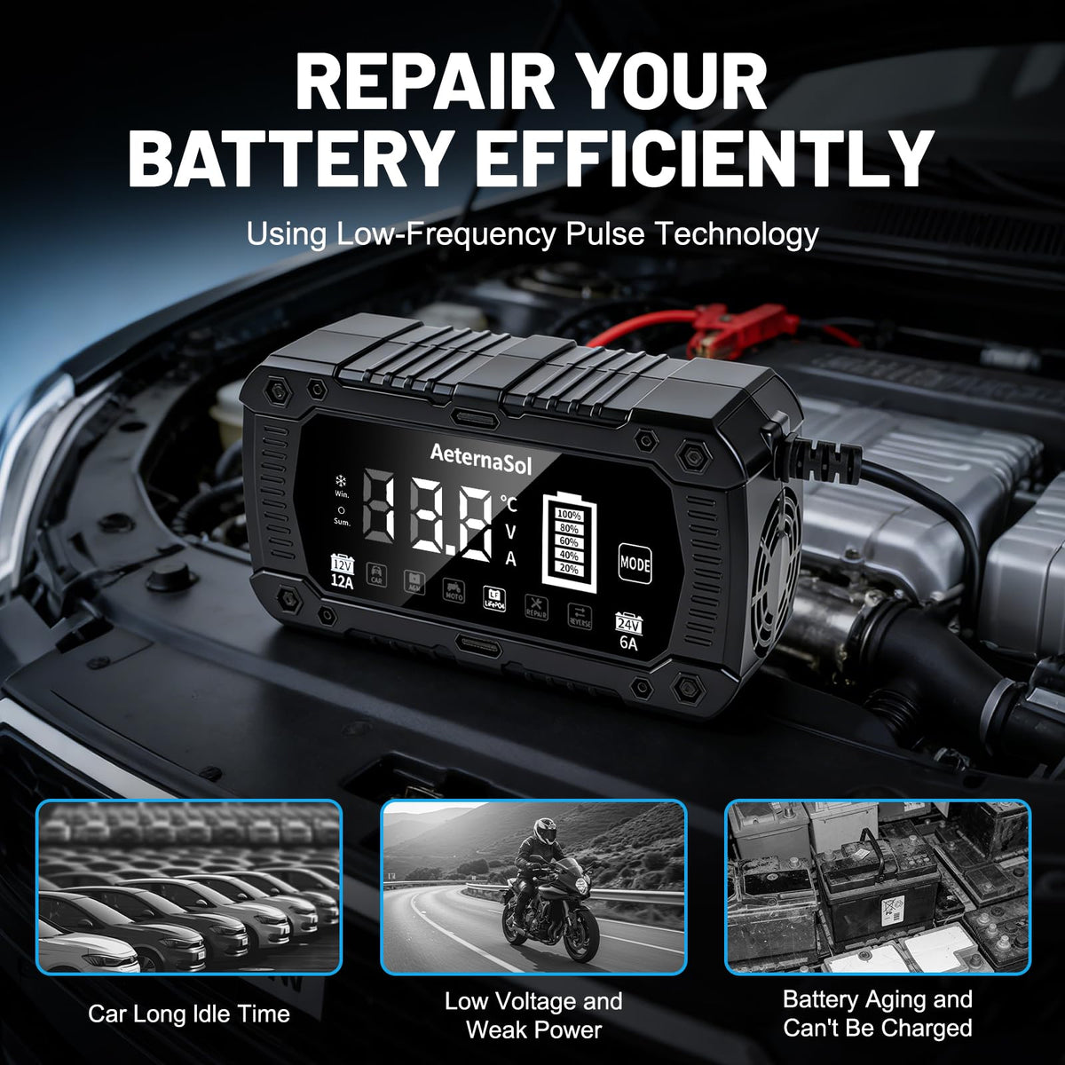 AeternaSol DC connector and adapters showing versatility for multiple battery hookups