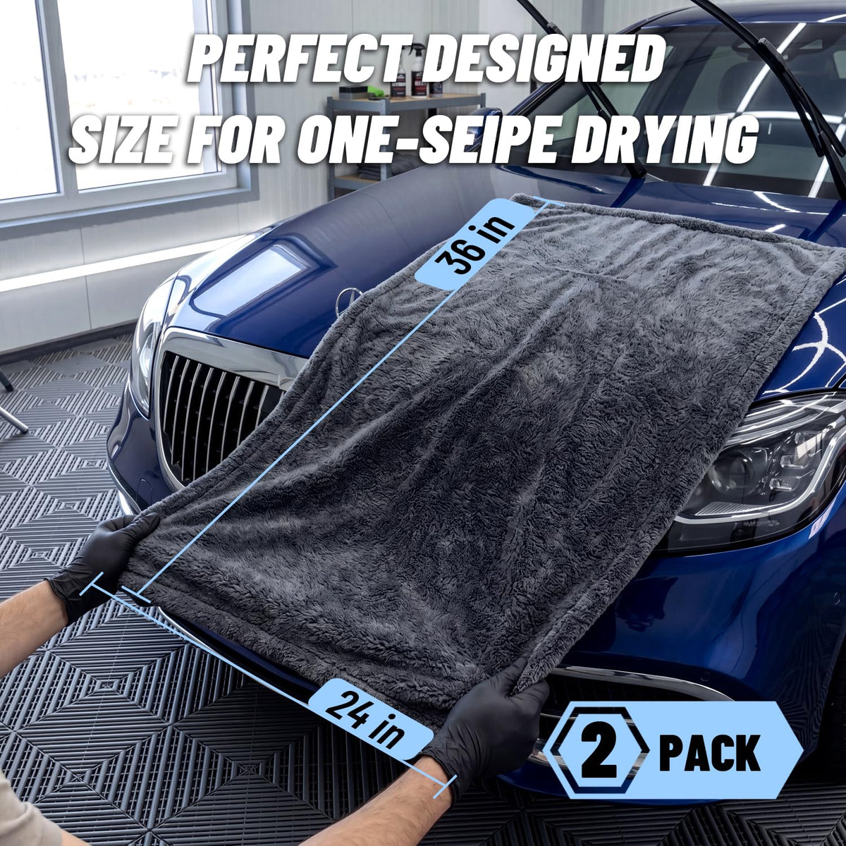 AetherAuto towel drying a car hood in one pass for streak-free finish