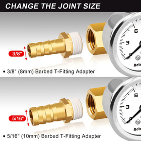 AetralYB 3/8" and 5/16" barb fittings displayed for flexible hose connections