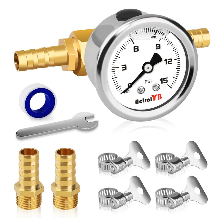 AetralYB front dial gauge showing clear 0–15 PSI markings for quick readings