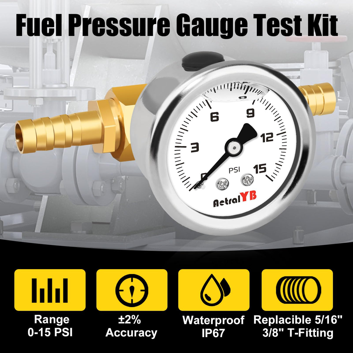 AetralYB close-up of 1.5-inch glycerin-filled dial reducing needle vibration