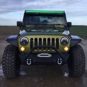 Aexploer vertical white LED bar illuminated as daytime running light improves visibility