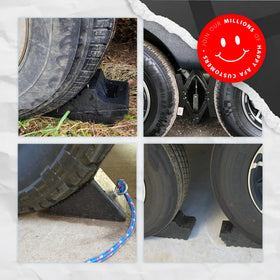 AFA Tooling Approved stacked chocks in a trunk showing compact storage benefit