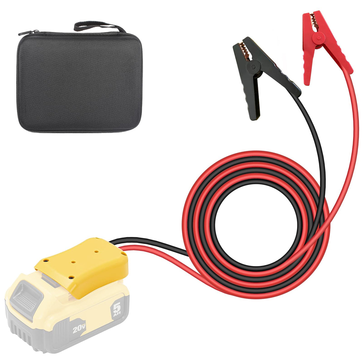 AFDLLDQM adapter front view showing secure DeWalt connection and quick setup benefit