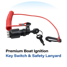 AFEISOL two ignition keys and safety lanyard kit displayed ready to use for boating safety
