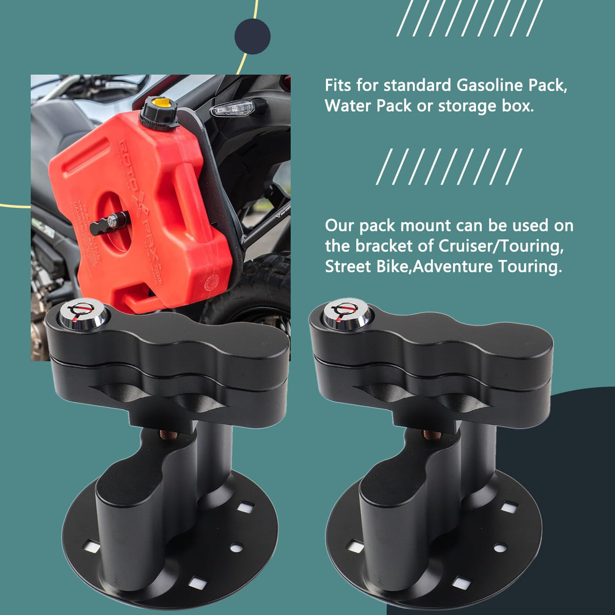 AFEISOL mounted on motorcycle bracket illustrating stable attachment for travel