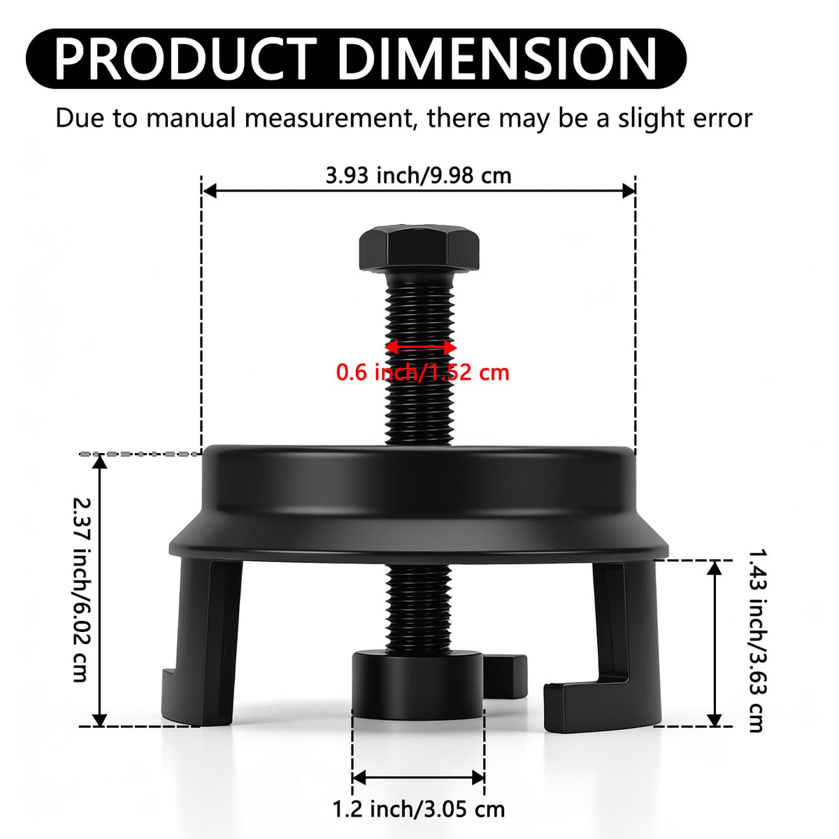 AFEISOL size comparison beside wrench, shows compact tool for tight spaces