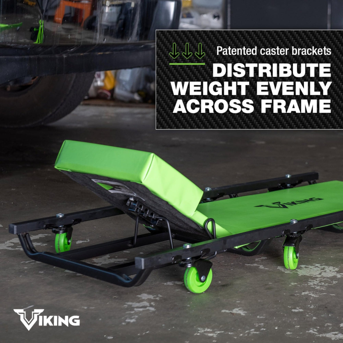 AFF Viking in garage scene under a car showing easy access benefit