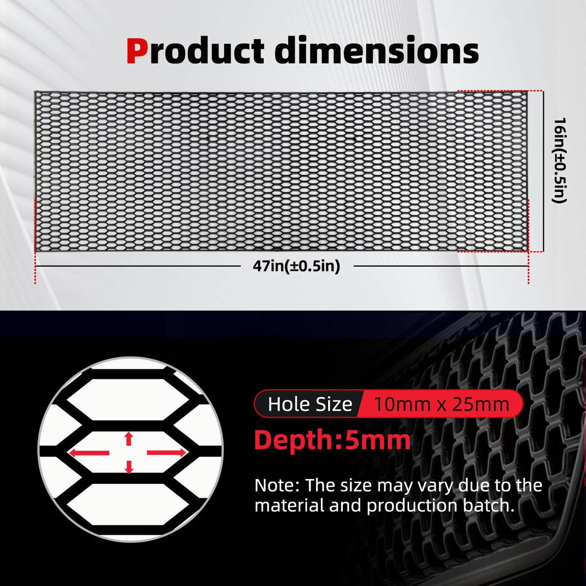 AggAuto honeycomb close-up texture highlighting durable ABS and airflow