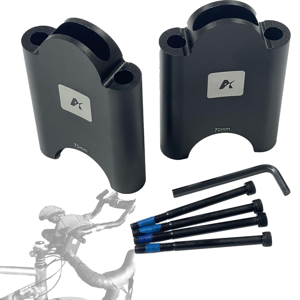 AGILLE aerobar riser front view showing black anodized finish and clean edges for durability
