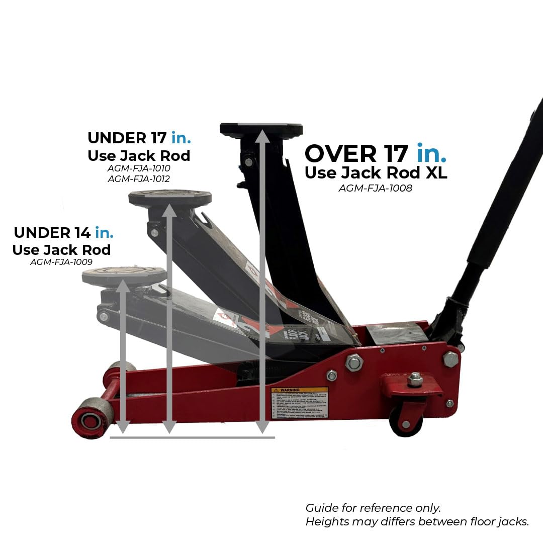 AGM-Products.com jack rod engaged with floor jack demonstrating stable support during repair