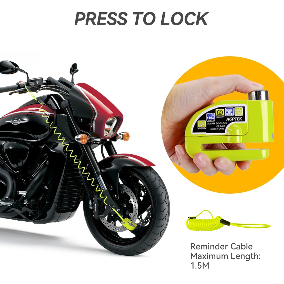 AGPTEK close-up of alarm sensor and activation button for quick alerts