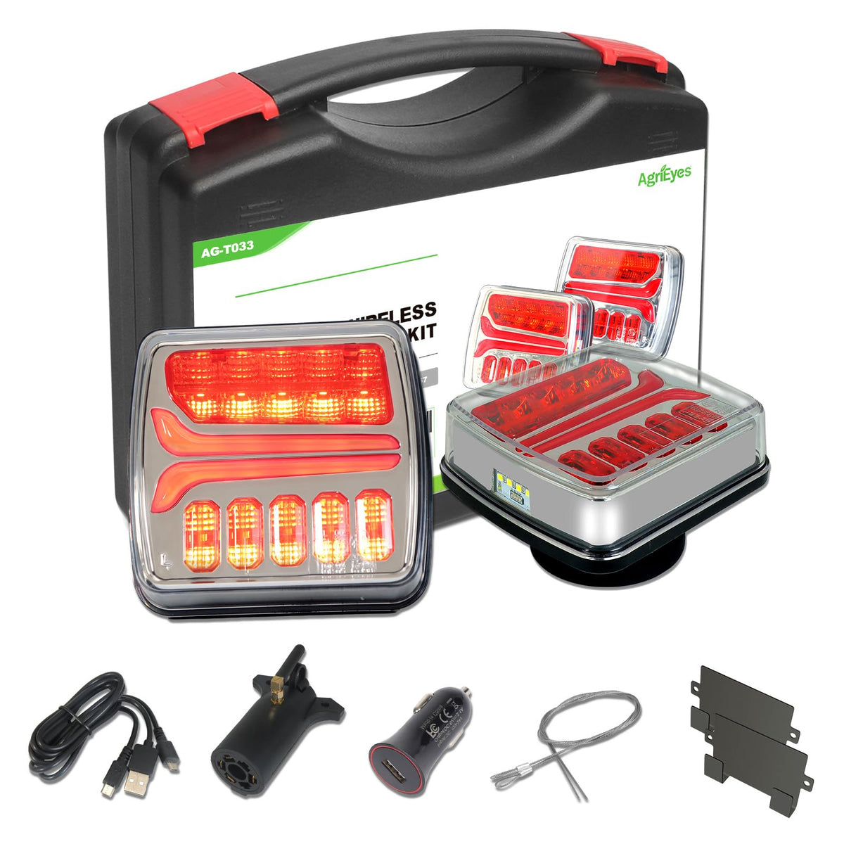 Agrieyes front packaging and full light kit showing easy setup benefit