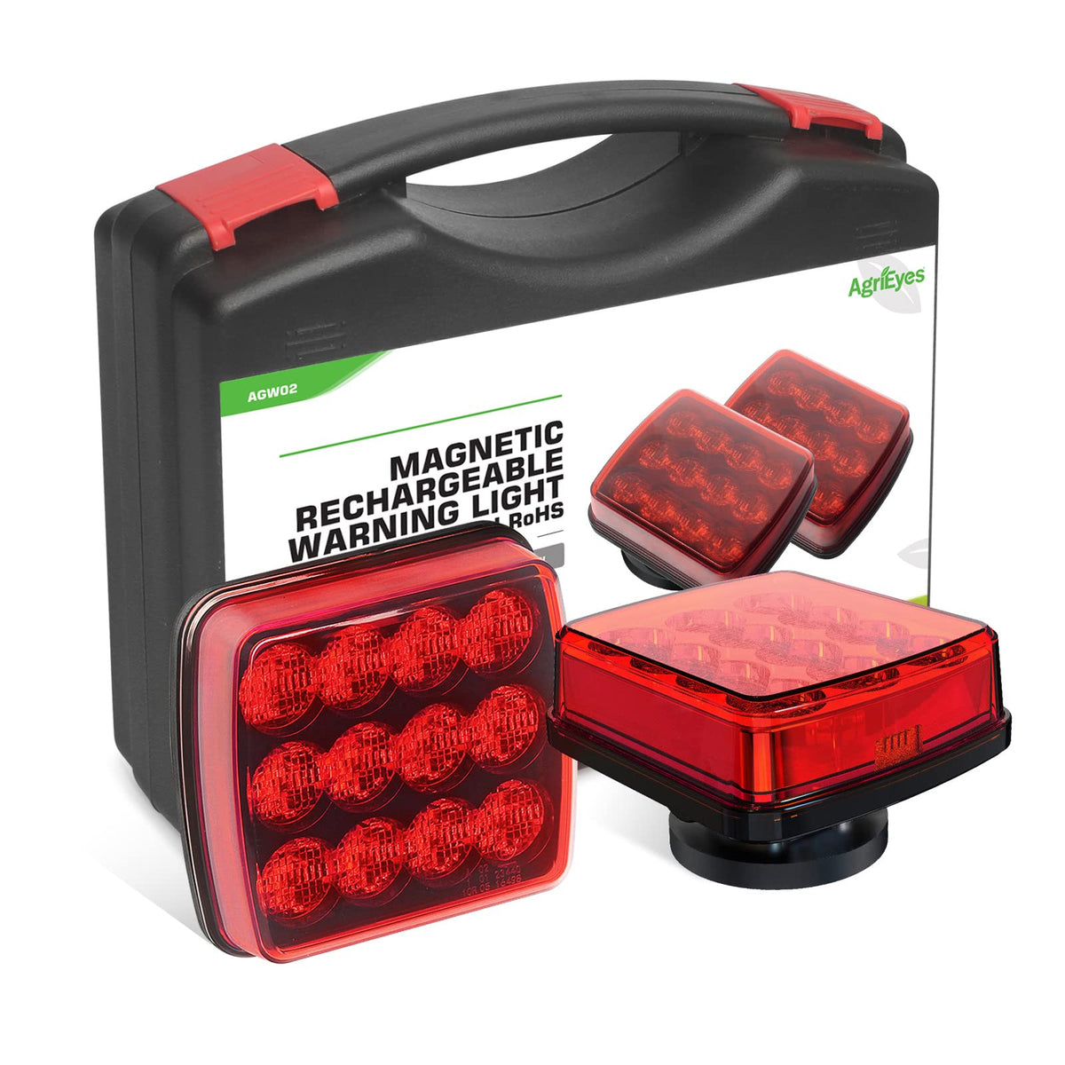 Agrieyes front view of red strobe showing lens and housing for clear visibility