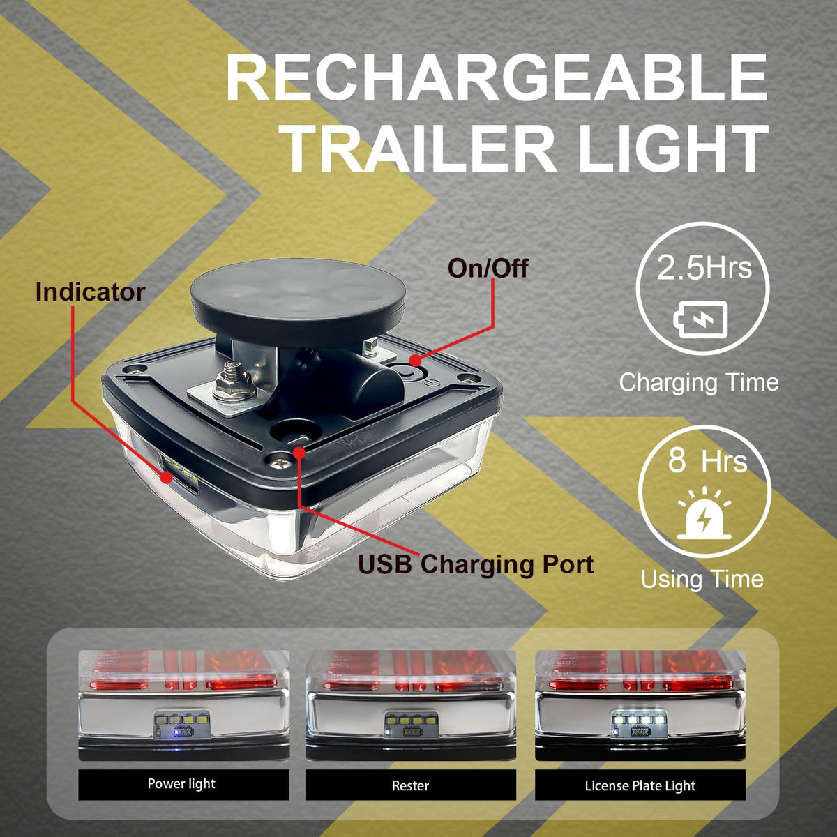 Agrieyes rechargeable LED tail lights glowing for improved night safety
