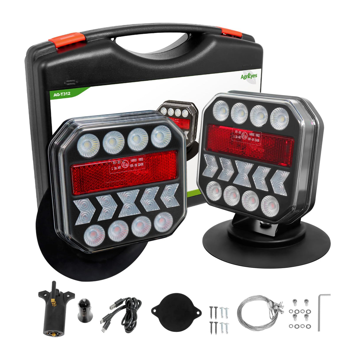Agrieyes T312 front view showing bright LED lenses and signaling clarity