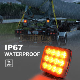 Agrieyes W02 illuminated at night showing bright amber strobe for visibility