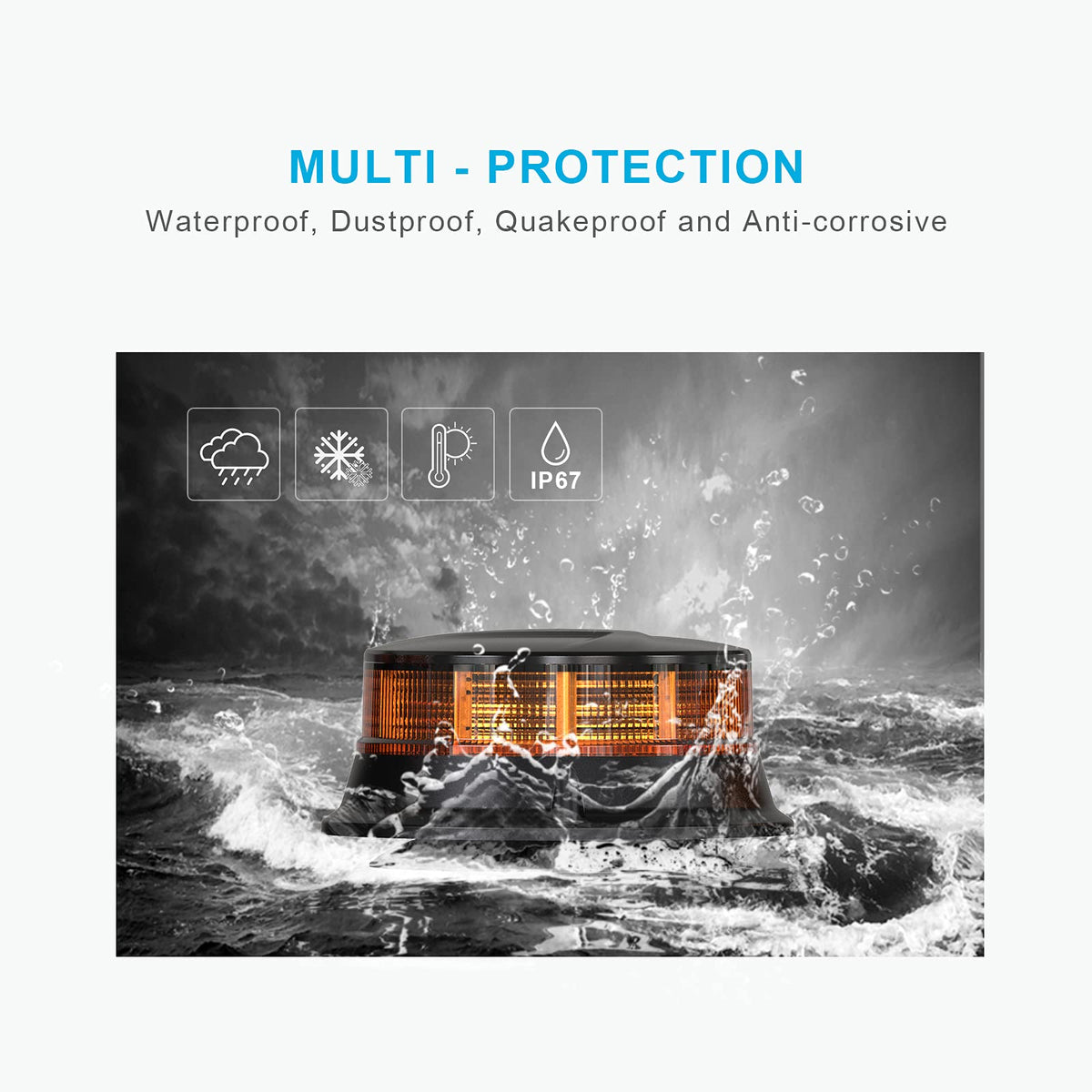 Agrieyes W16M top 360° view illustrating full-angle LED coverage for safety