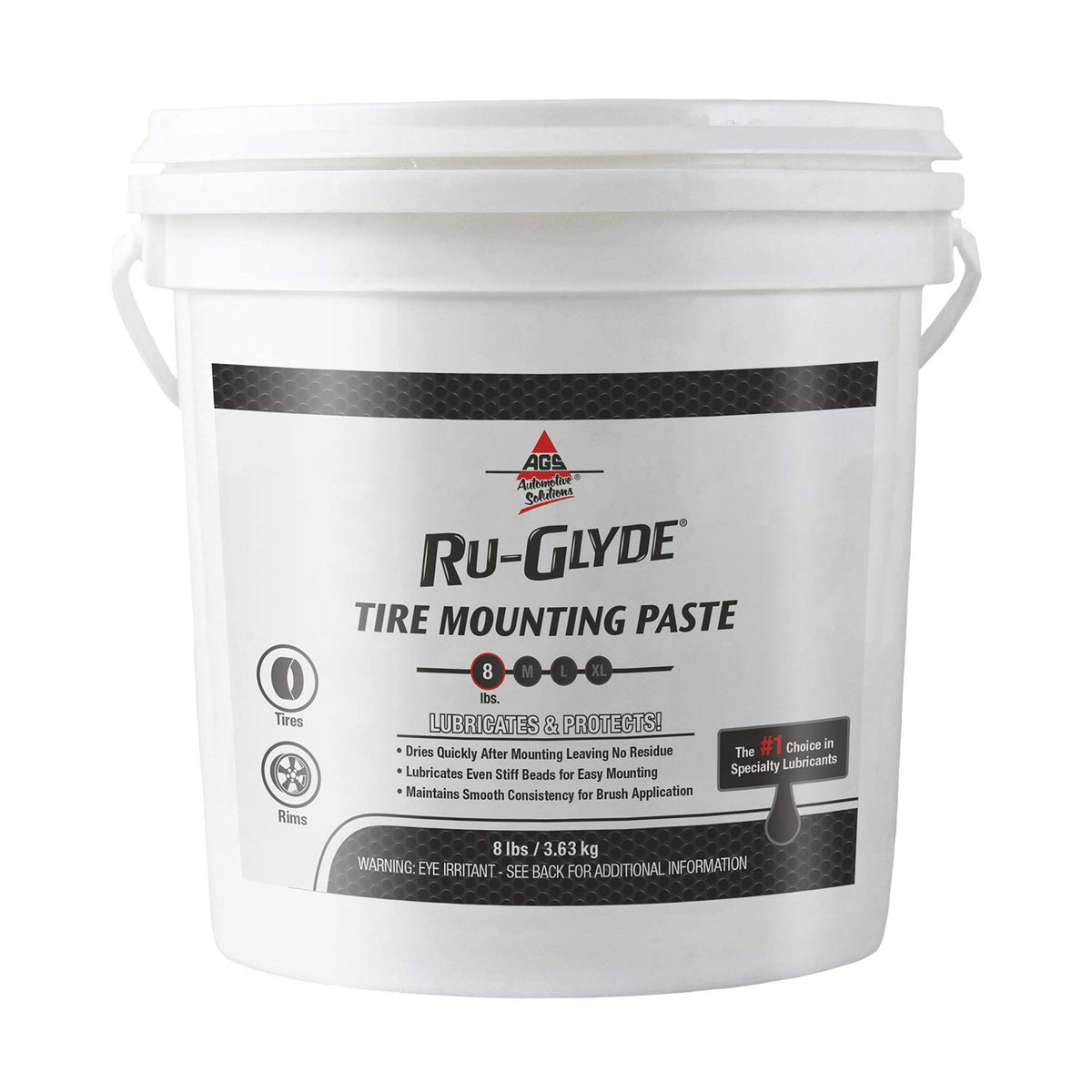 AGS Ru-Glyde front pail showing label and weight for easy identification