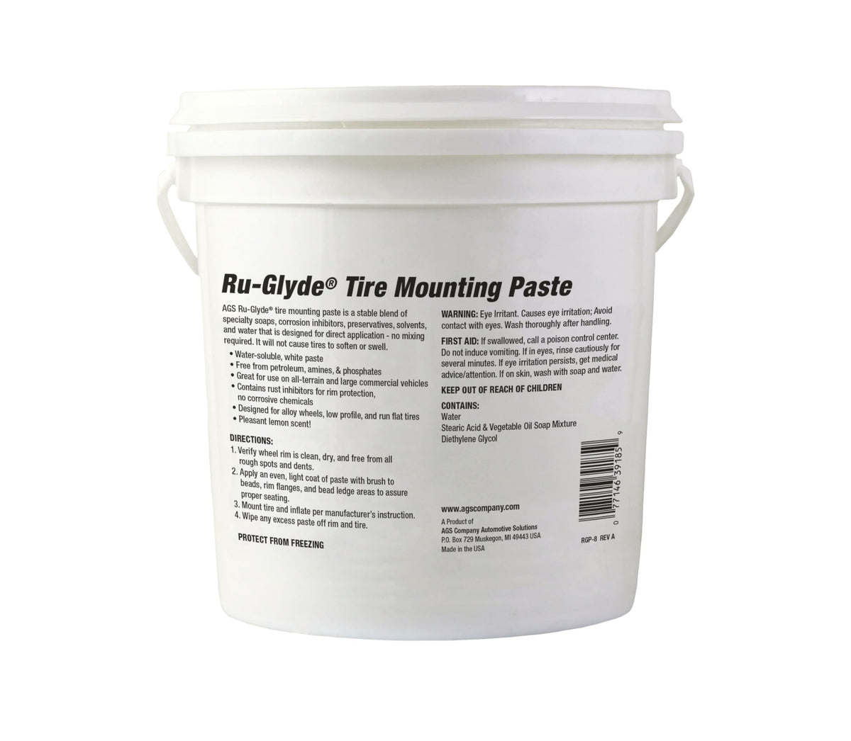 AGS Ru-Glyde open pail texture demonstrating paste consistency and coverage