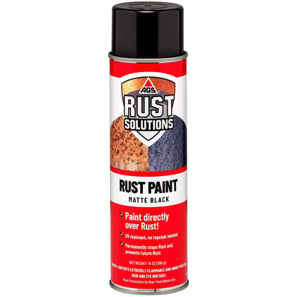 AGS RUST SOLUTIONS can front view showing matte black finish and quick protection