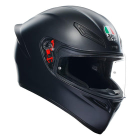 AGV K1 S Street front view showing matte black finish and large visor for clear sightlines