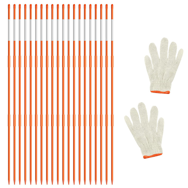 AHKUNMT front view of 10-piece marker set showing packaged poles and tape benefit