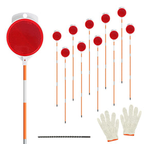 AHKUNMT front view of five orange fiberglass markers showing visibility benefit