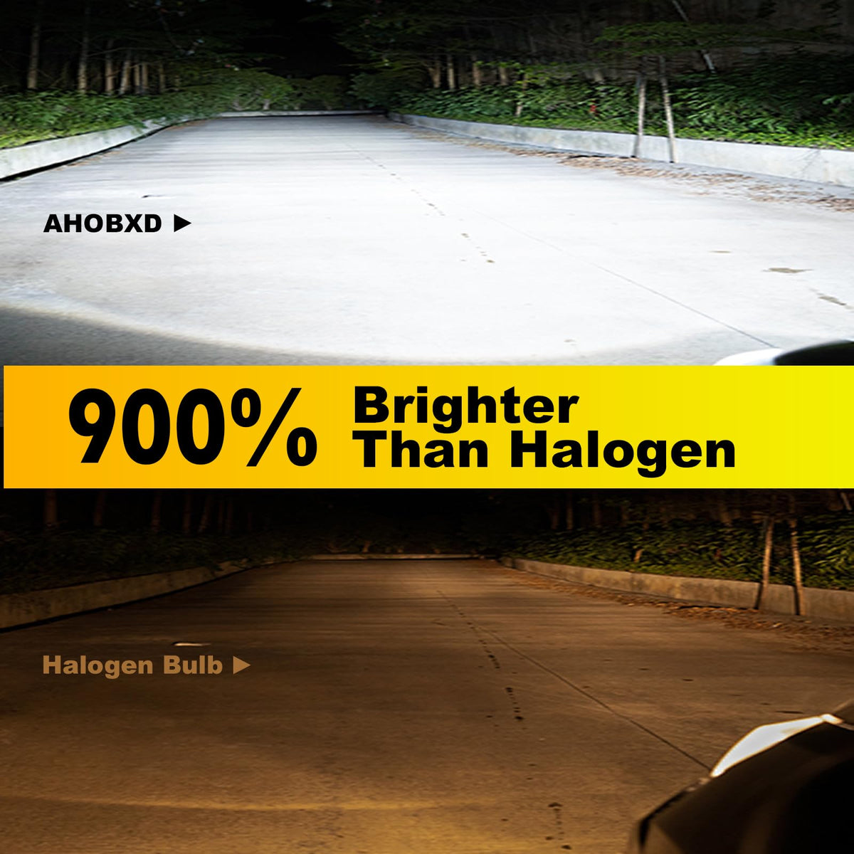 AHOBXD side profile beside a ruler showing 1:1 halogen size for correct fitment