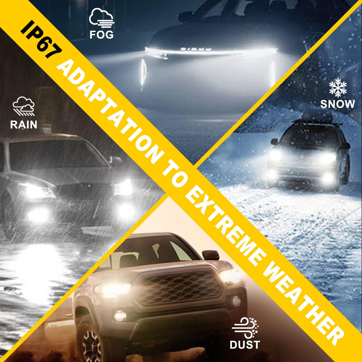 AHOBXD bulb with water droplets demonstrating IP68 waterproof protection for durability