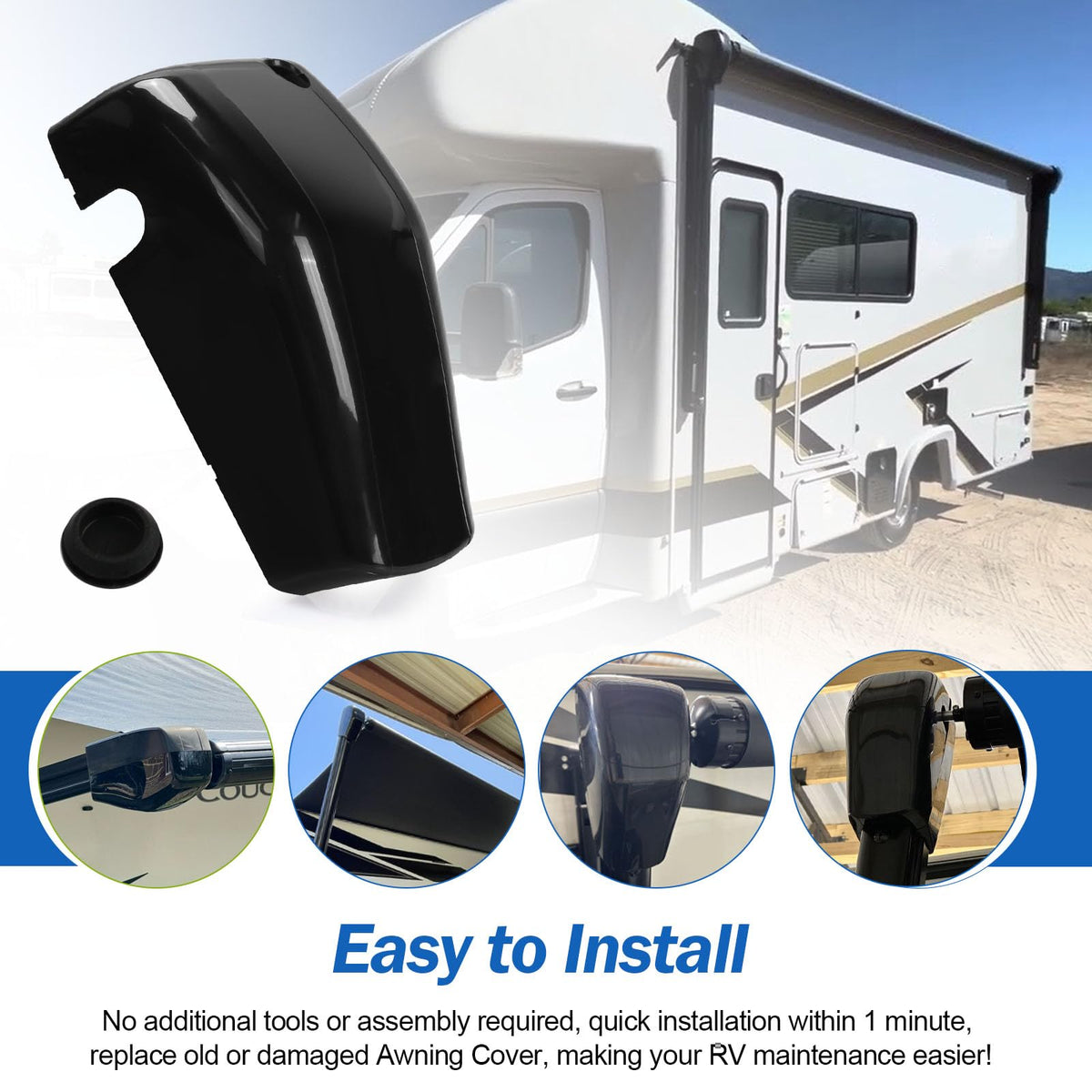 Ahuliao on RV with awning retracted showing reliable protection in use