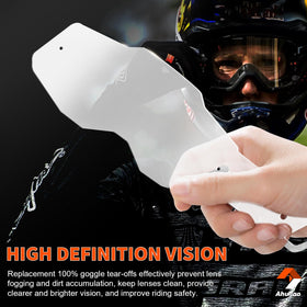 Ahuliao tear-off being peeled during ride for instant clear vision