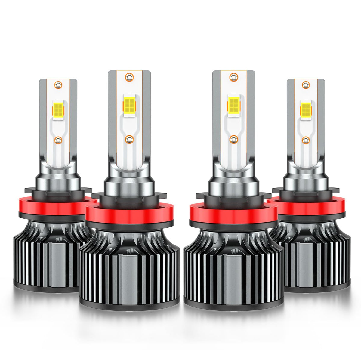 AHXLRLS front view of four bulbs showing complete kit and packaging benefit