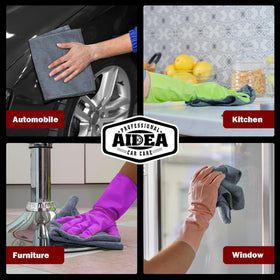 AIDEA microfiber drying a glass surface leaving streak-free clarity and polished shine