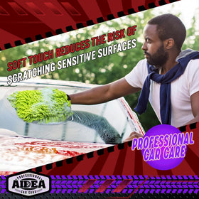AIDEA mitts beside wash bucket and soap showing readiness and efficient suds retention