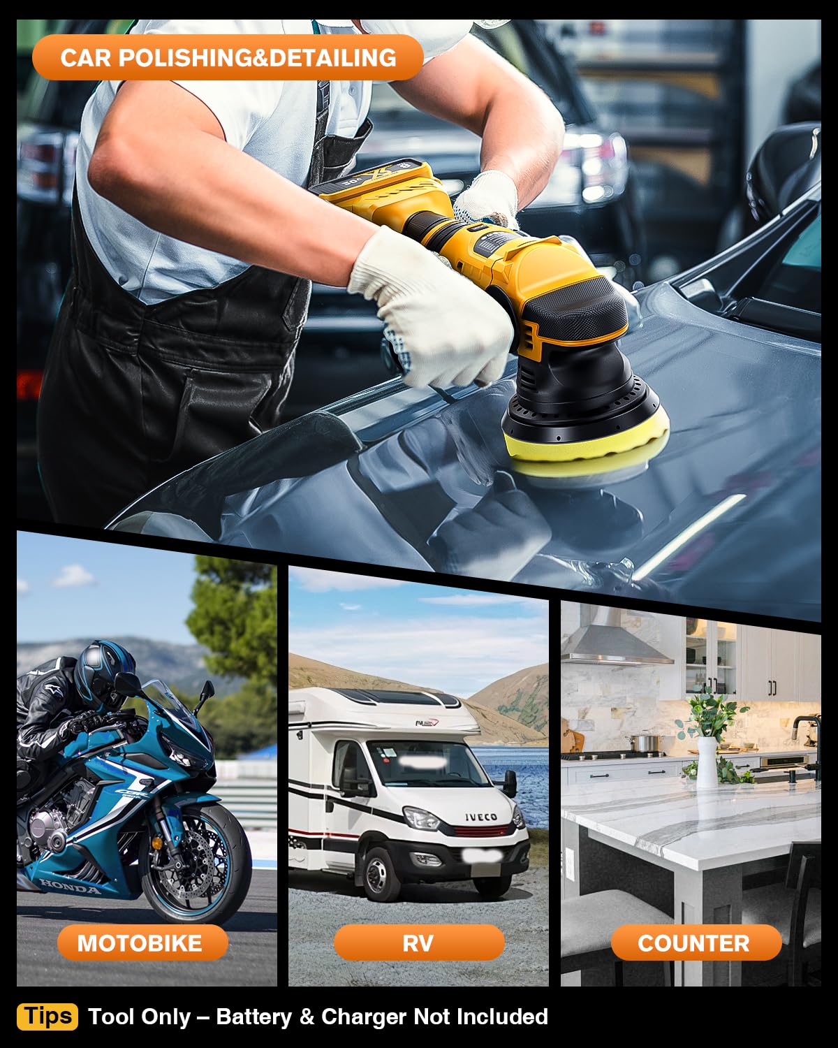 AIDERAR polisher kit with accessories ready for immediate detailing
