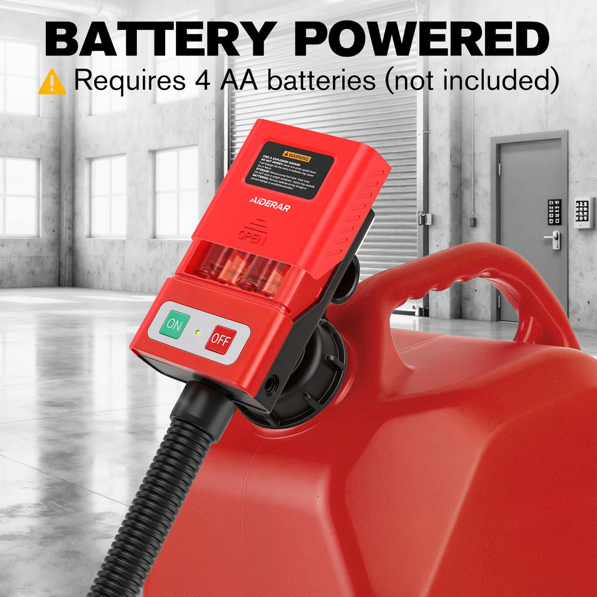 AIDERAR next to standard gas can showing compact size and scale benefit