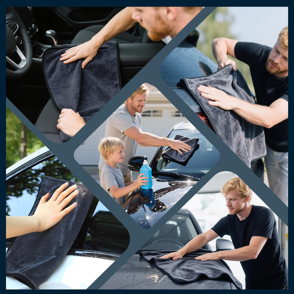 Aidoclip towels used in bathroom and gym showing multi-scene reusable benefit