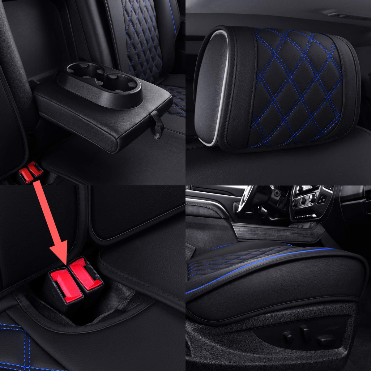 Aierxuan back seat pockets visible with storage convenience benefit