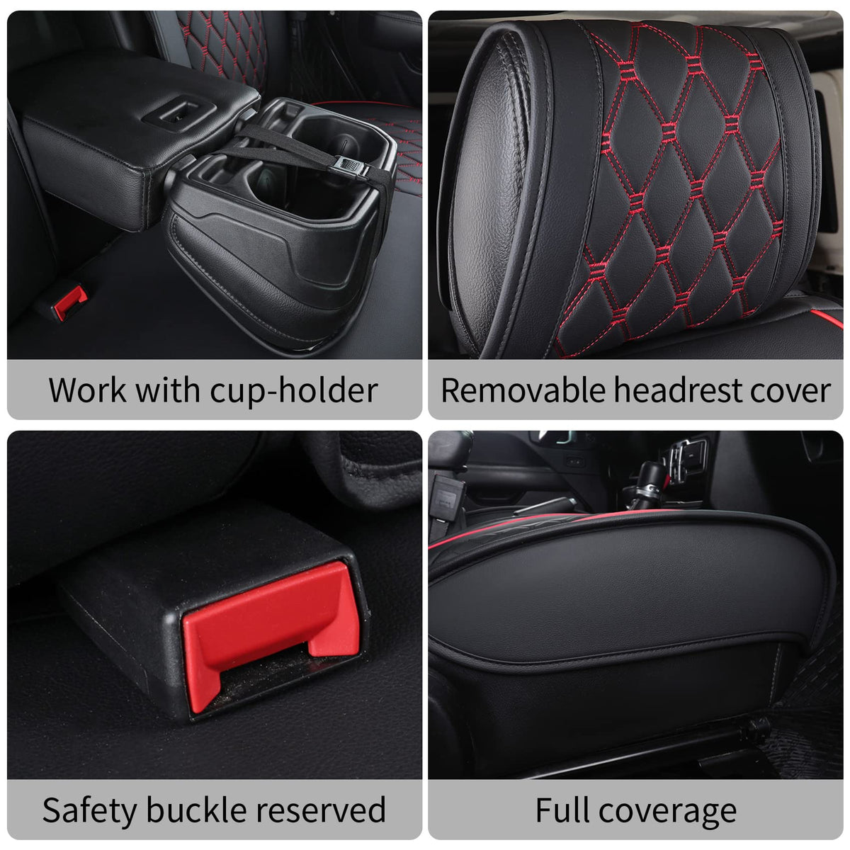 Aierxuan seat cover side gap showing airbag compatibility and safety preservation