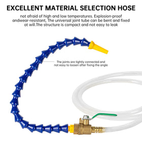 AIGMlSON flexible blue hose inserted into tight filler neck showing reach advantage