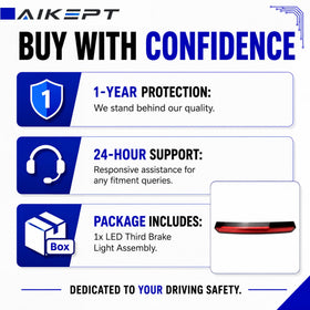 AIKEPT illuminated brake light at night showing brighter brake signaling benefit